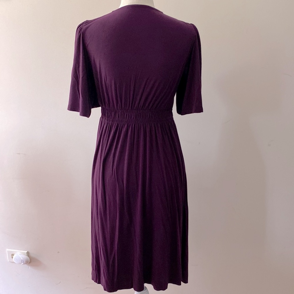 Motherhood Maternity women’s purple nursing dress, bell s/s elastic waist S/P - Picture 6 of 15